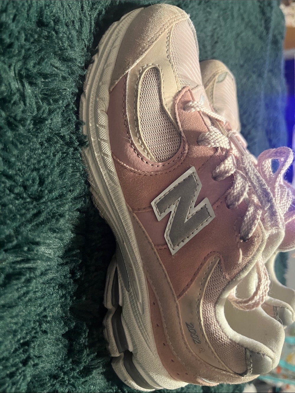 New Balance Kids Pink and White 2002R Sneakers
